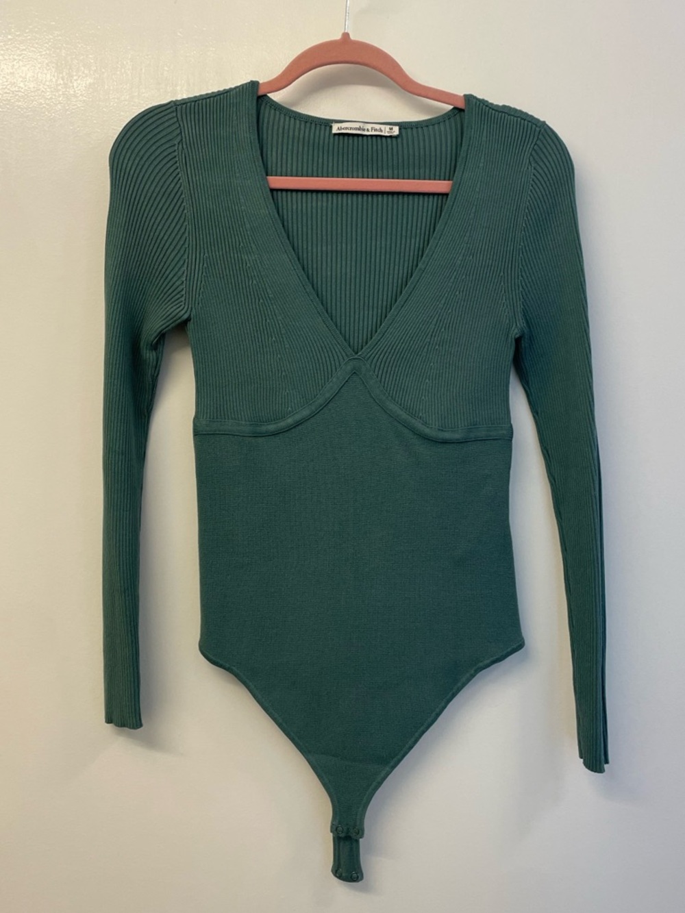 Abercrombie & Fitch Forest Green Ribbed Long Sleeve Bodysuit